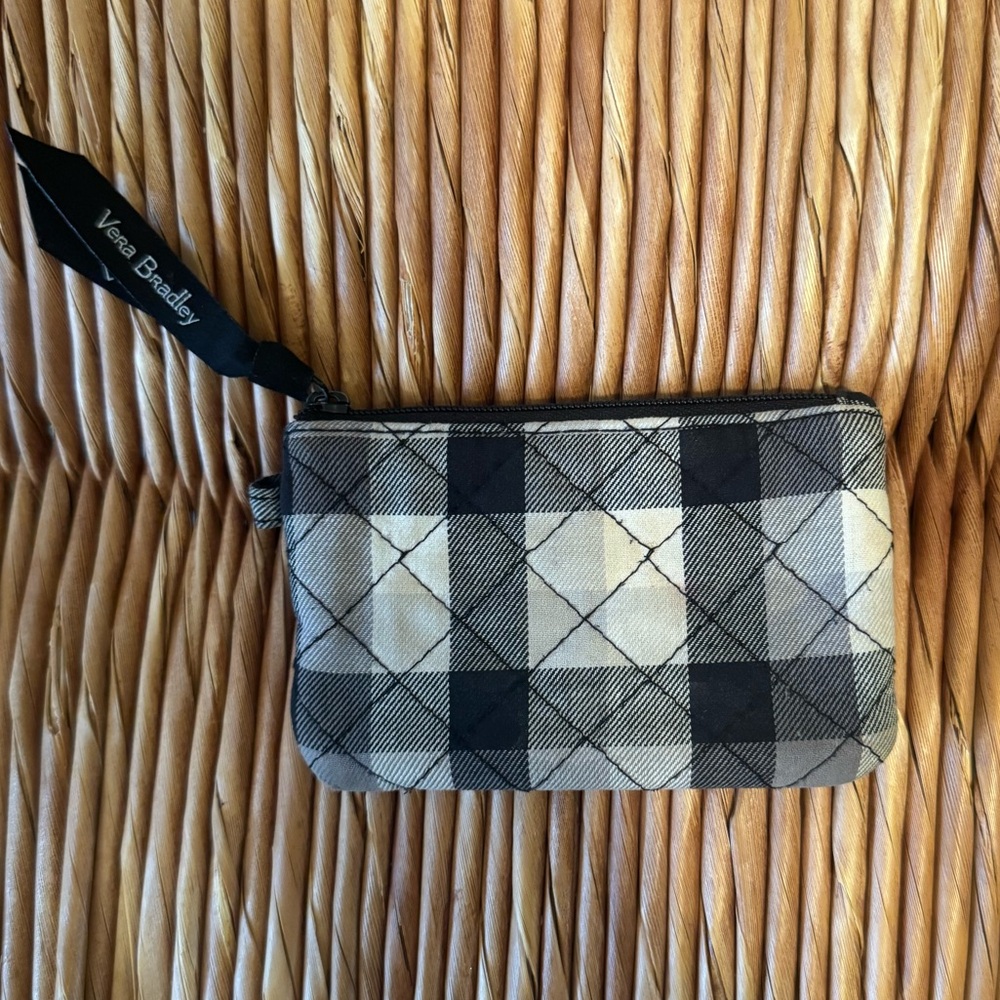 Vera Bradley Black and Gray Checkered Wristlet